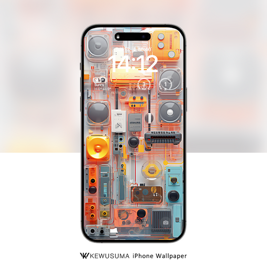 iPhone Wallpaper - Translucent Orange Grid #008
